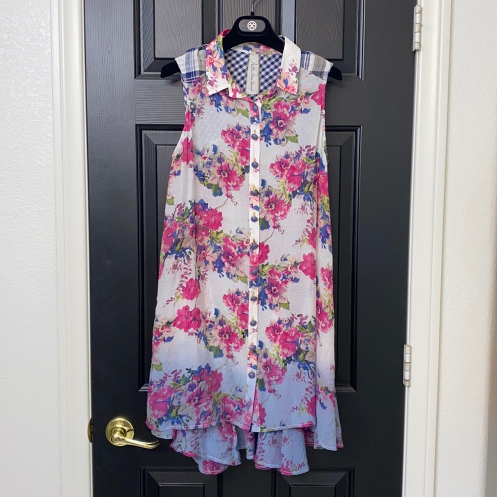 Floral button down tunic